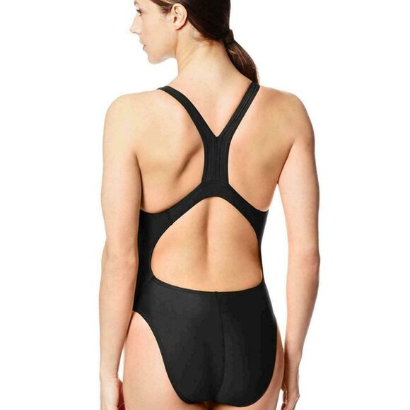 NWT Speedo Girl's Swimsuit One Piece Pro LT Super Pro Solid Black (2, 6, 8, 10) - Picture 2 of 3